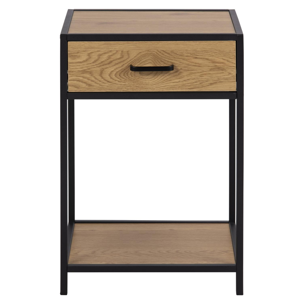 Salvo Wooden Bedside Cabinet With 1 Drawer In Matt Wild Oak