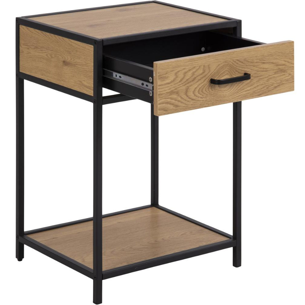 Salvo Wooden Bedside Cabinet With 1 Drawer In Matt Wild Oak