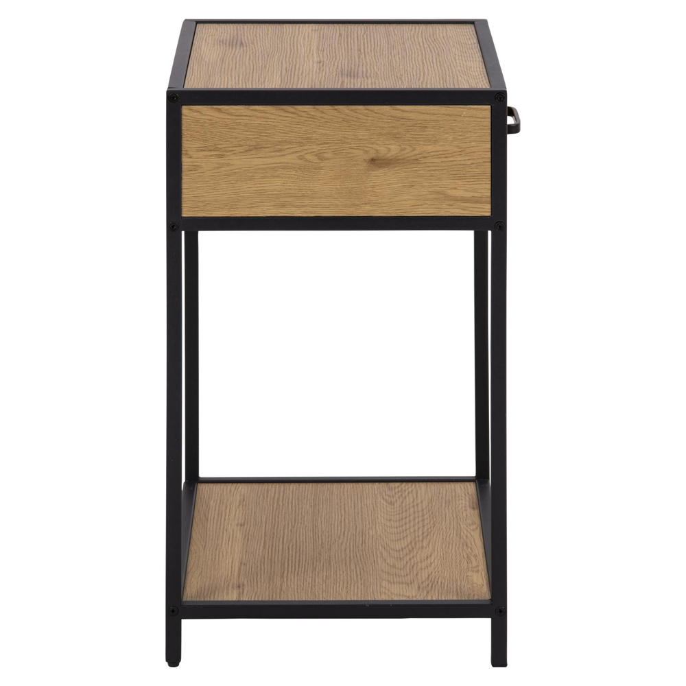Salvo Wooden Bedside Cabinet With 1 Drawer In Matt Wild Oak