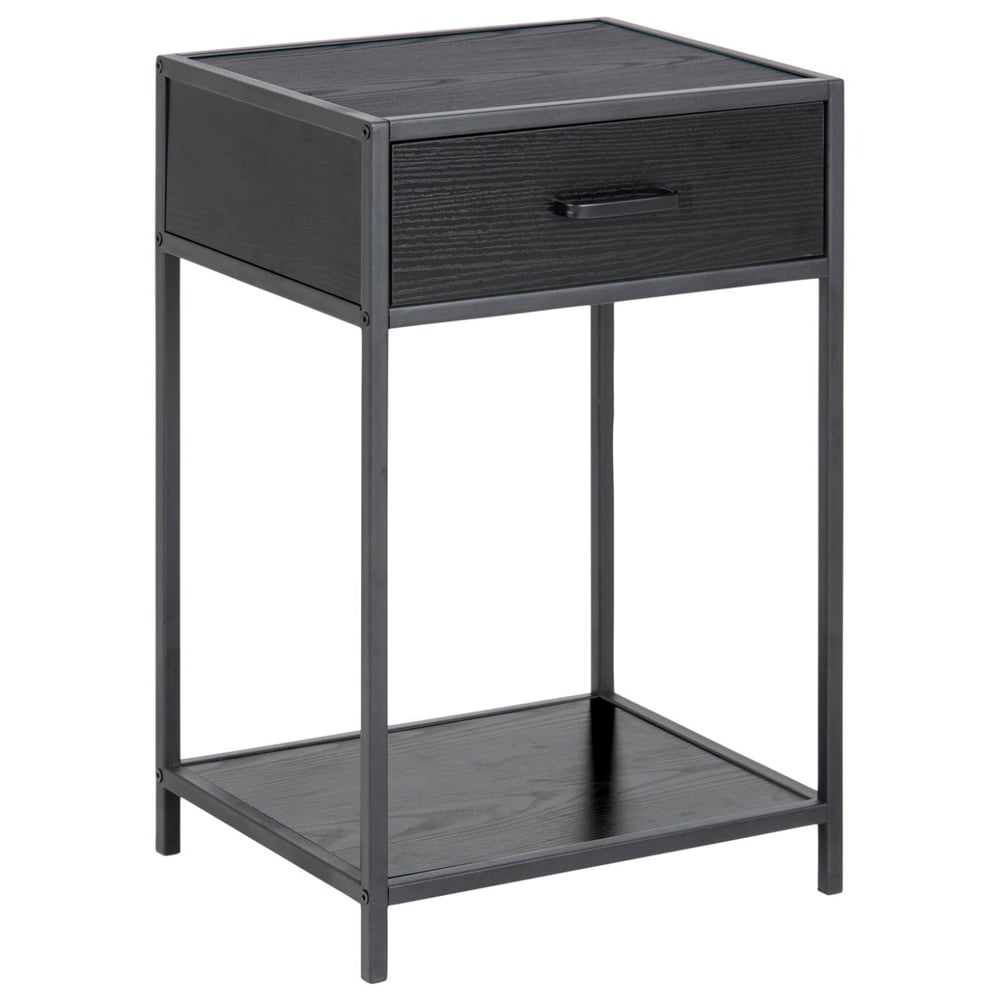 Salvo Wooden Bedside Cabinet With 1 Drawer In Ash Black