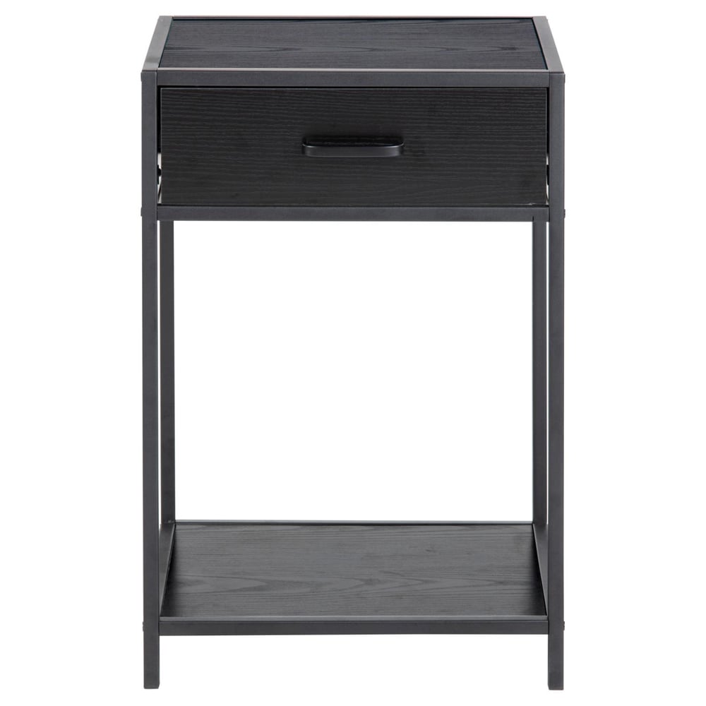 Salvo Wooden Bedside Cabinet With 1 Drawer In Ash Black