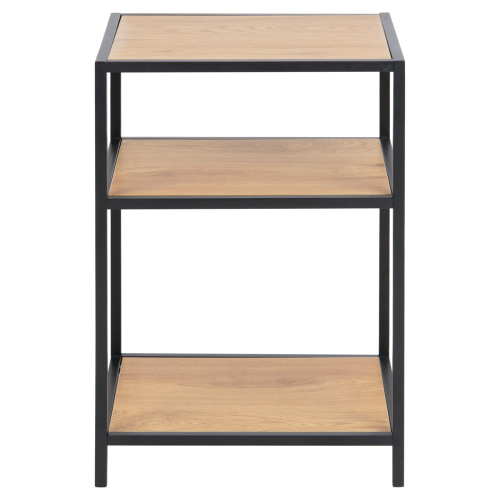 Salvo Wooden Bedside Table With 2 Shelves In Matt Wild Oak