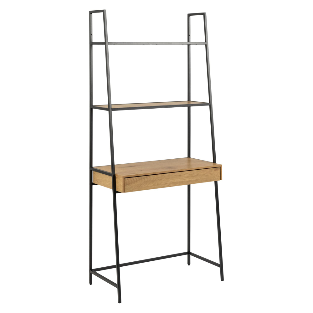 Salvo Wooden Bookcase With 1 Drawer In Matt Wild Oak