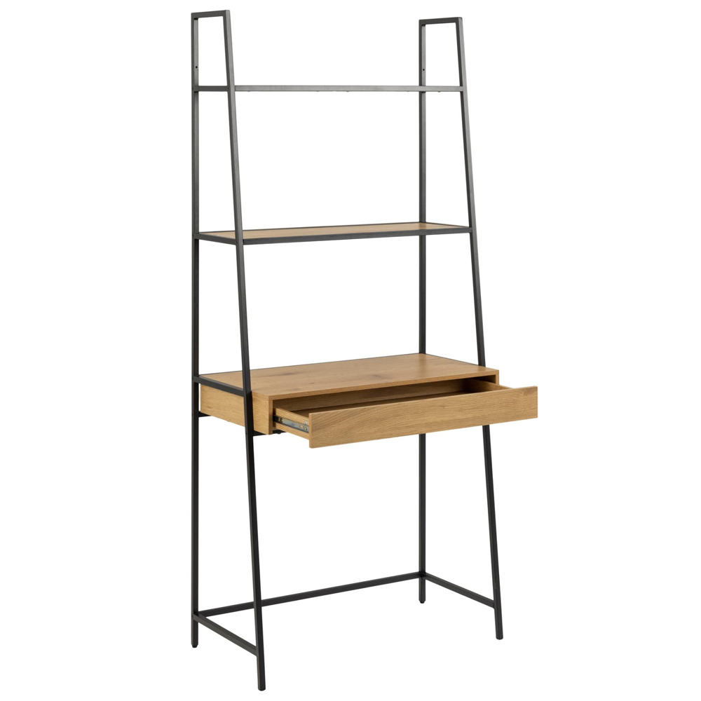 Salvo Wooden Bookcase With 1 Drawer In Matt Wild Oak