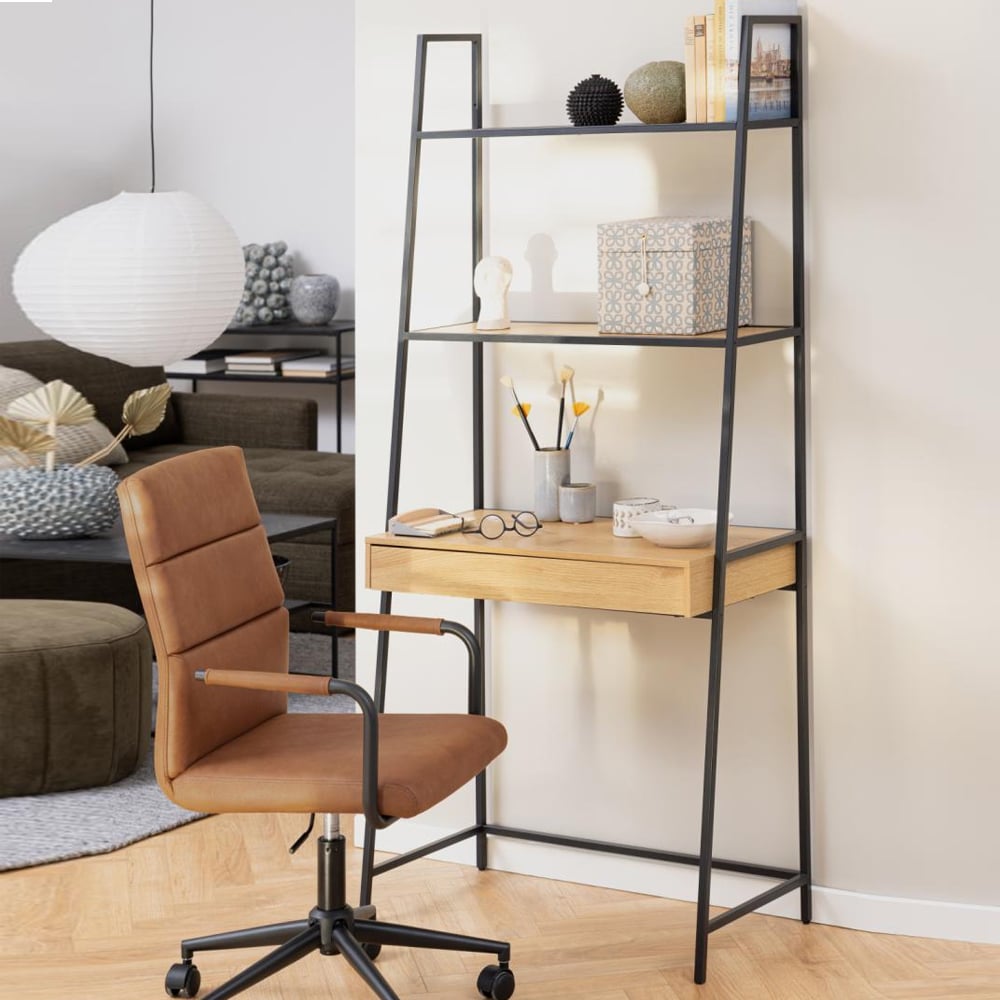 Salvo Wooden Bookcase With 1 Drawer In Matt Wild Oak