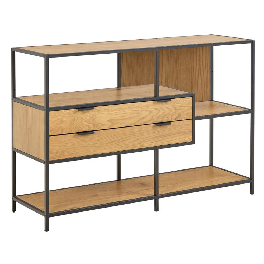 Salvo Wooden Bookcase With 2 Drawers 3 Shelves In Matt Wild Oak