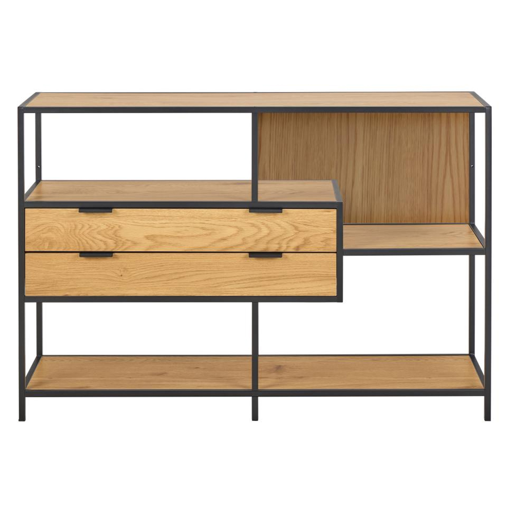 Salvo Wooden Bookcase With 2 Drawers 3 Shelves In Matt Wild Oak