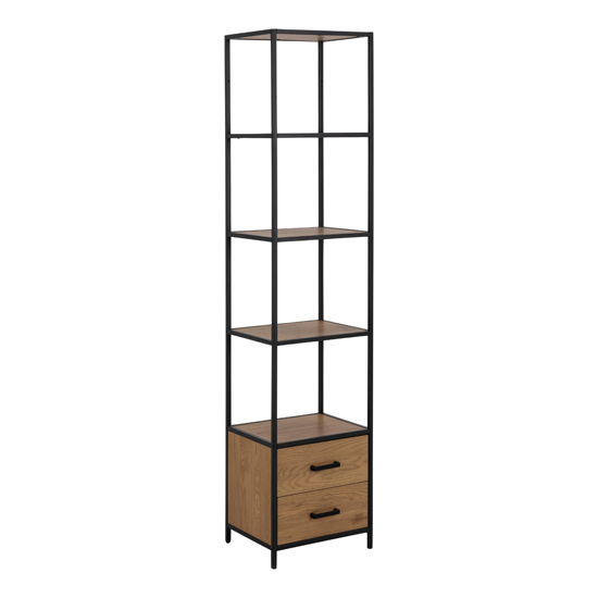 Salvo Wooden Bookcase With 2 Drawers 3 Shelves In Matt Wild Oak