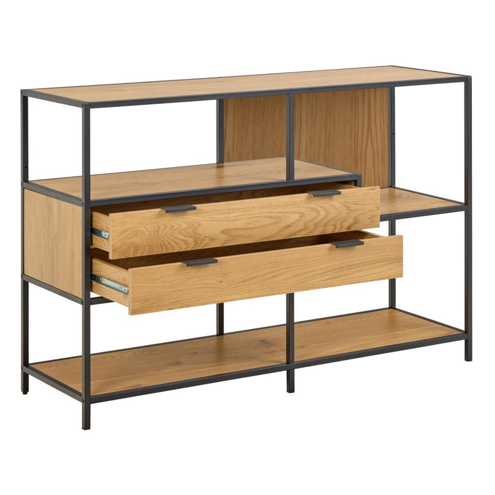 Salvo Wooden Bookcase With 2 Drawers 3 Shelves In Matt Wild Oak
