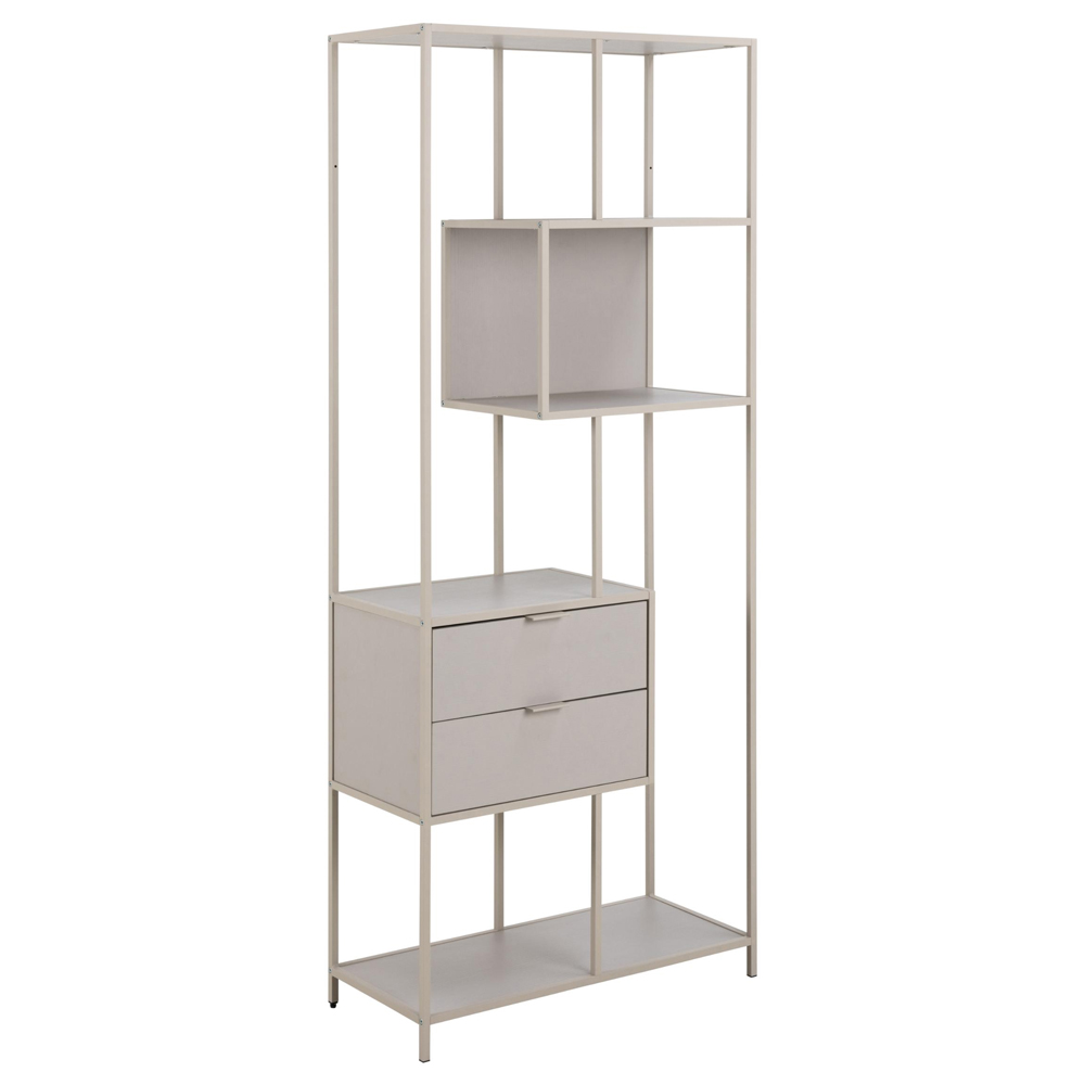 Salvo Wooden Bookcase With 2 Drawers 4 Shelves In Grey