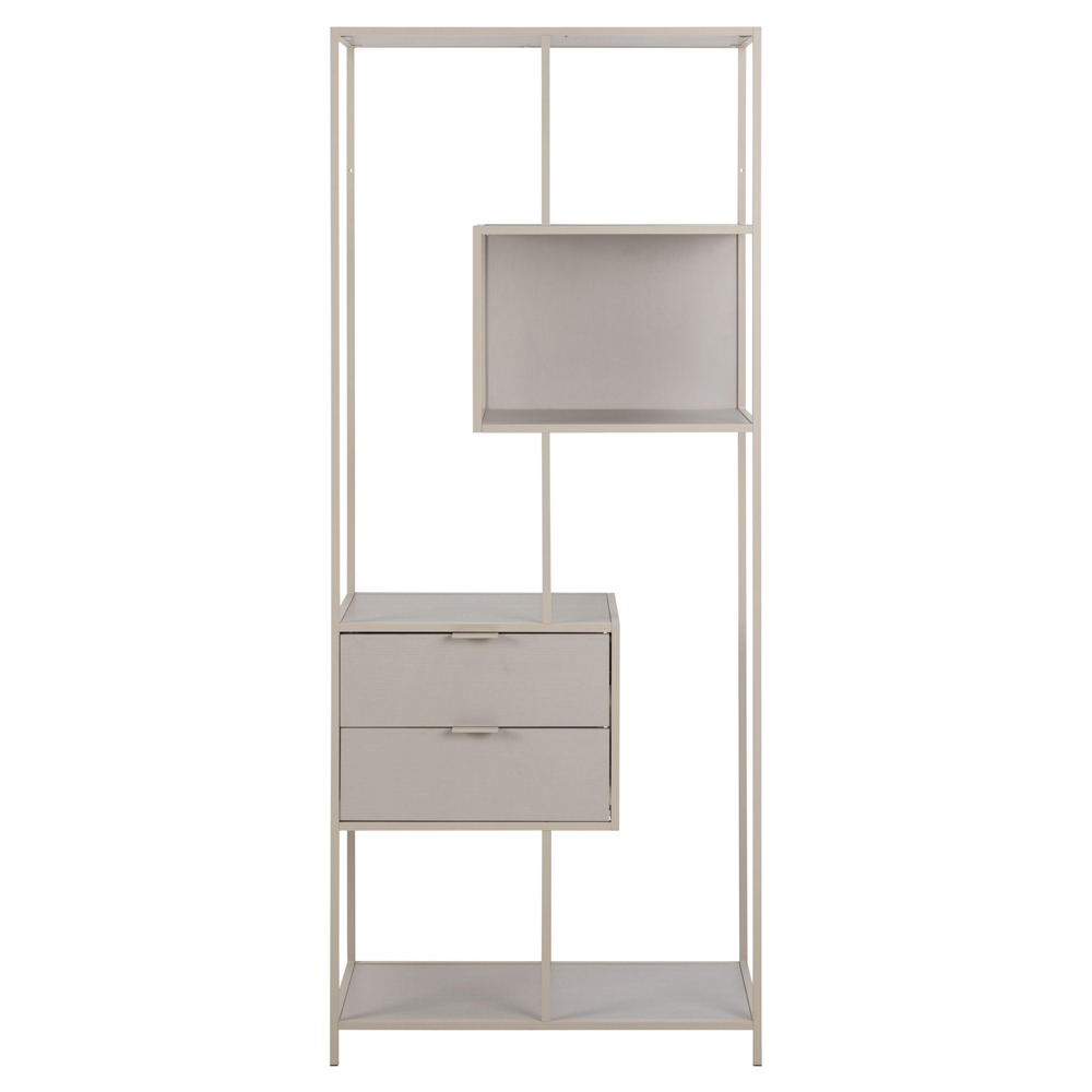 Salvo Wooden Bookcase With 2 Drawers 4 Shelves In Grey