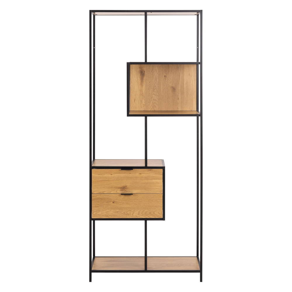 Salvo Wooden Bookcase With 2 Drawers 4 Shelves In Matt Wild Oak