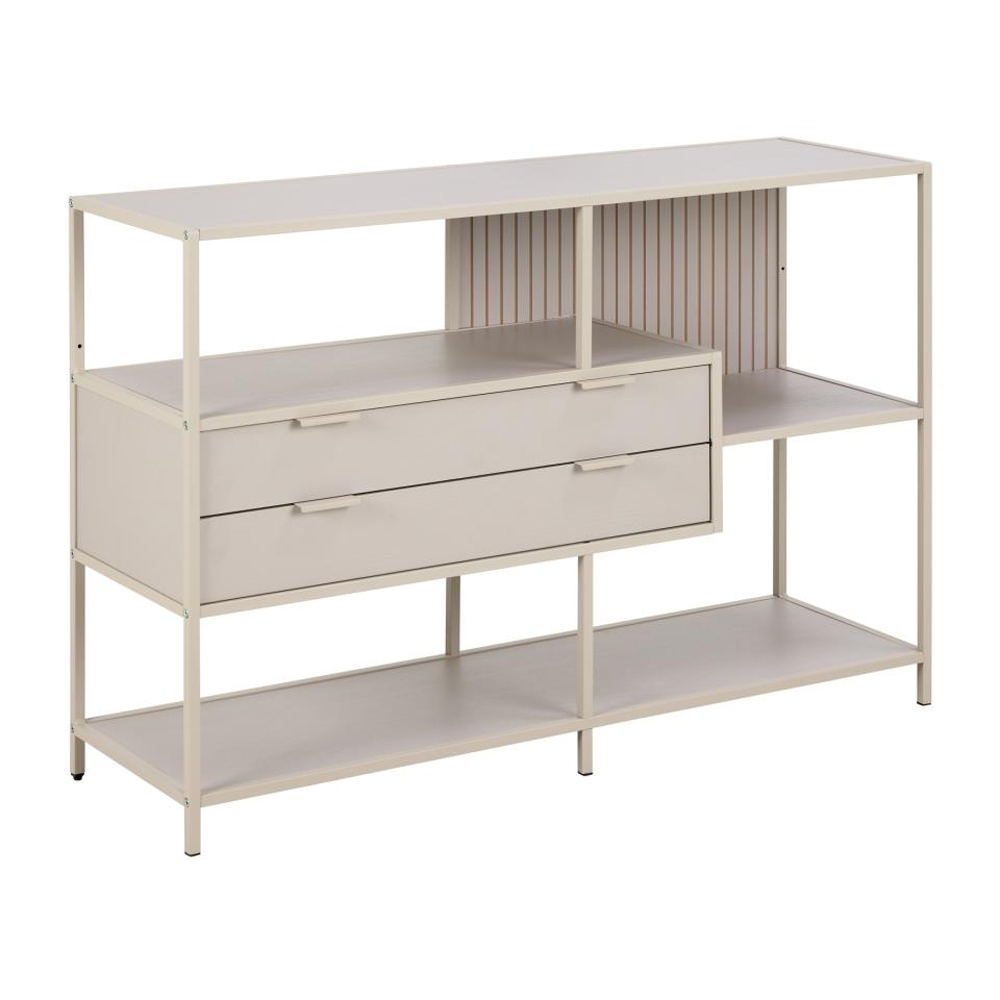 Salvo Wooden Bookcase With 2 Drawers And Back Panel In Grey