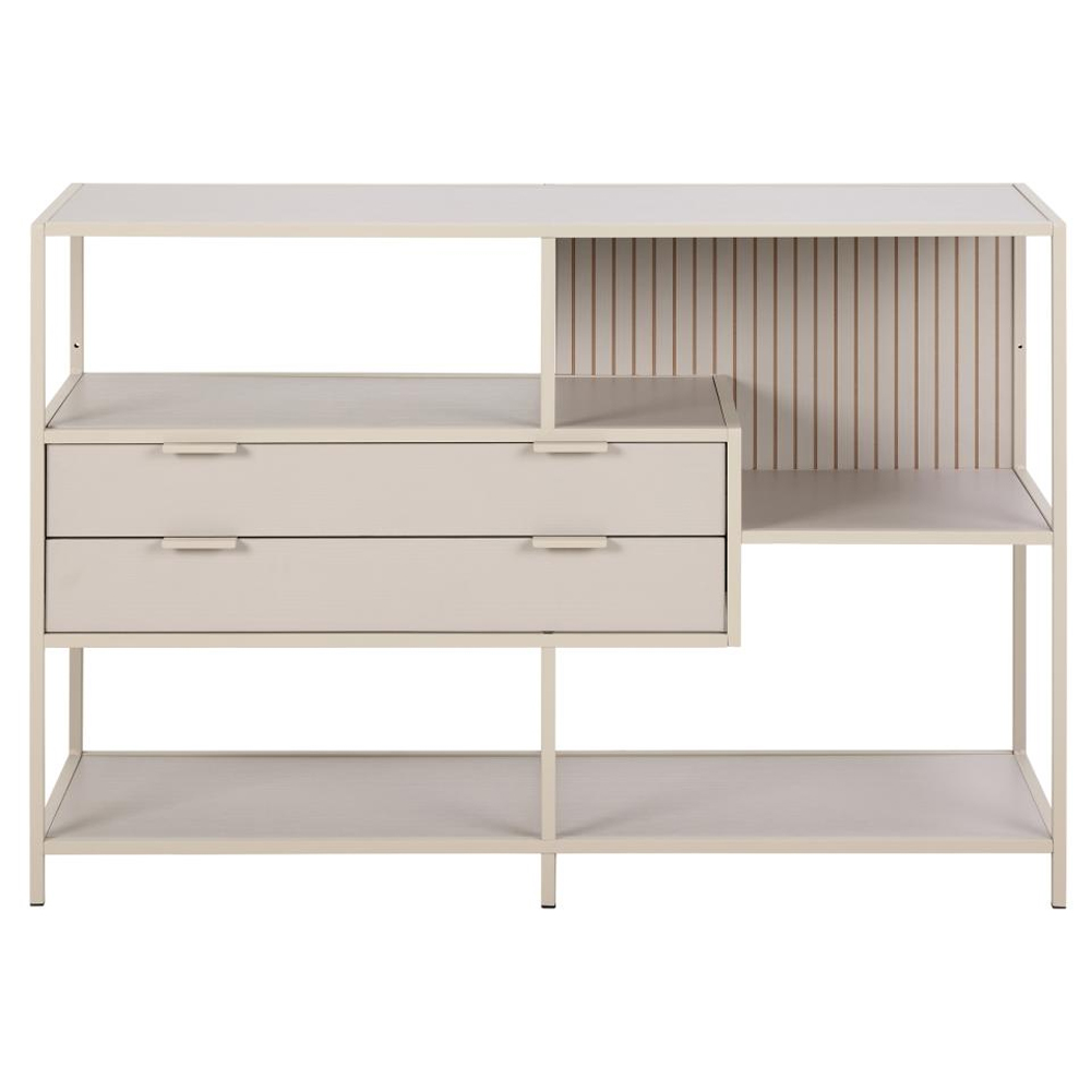 Salvo Wooden Bookcase With 2 Drawers And Back Panel In Grey