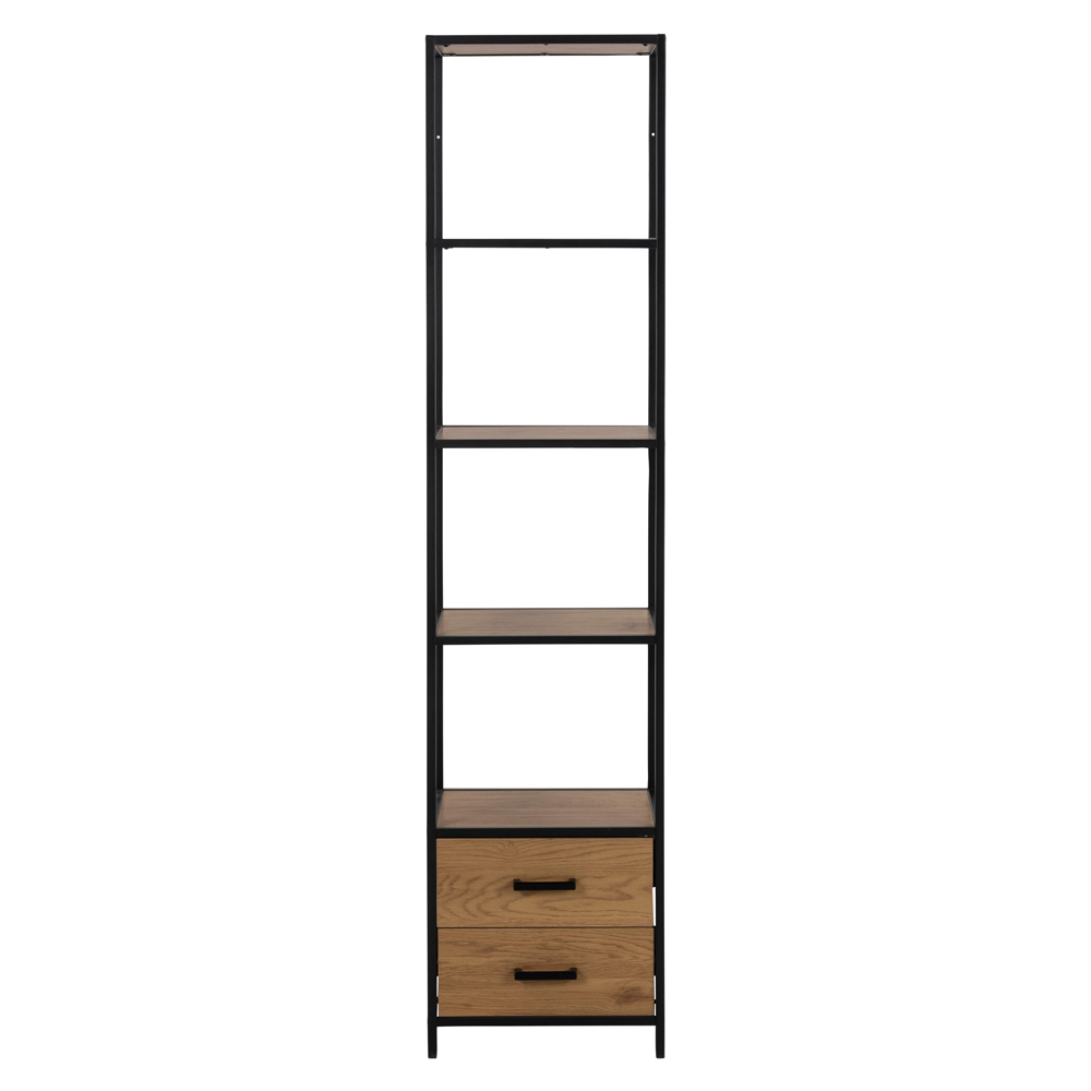 Salvo Wooden Bookcase With 2 Drawers In Matt Wild Oak