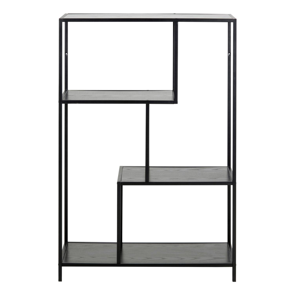 Salvo Wooden Bookcase With 3 Shelves In Ash Black