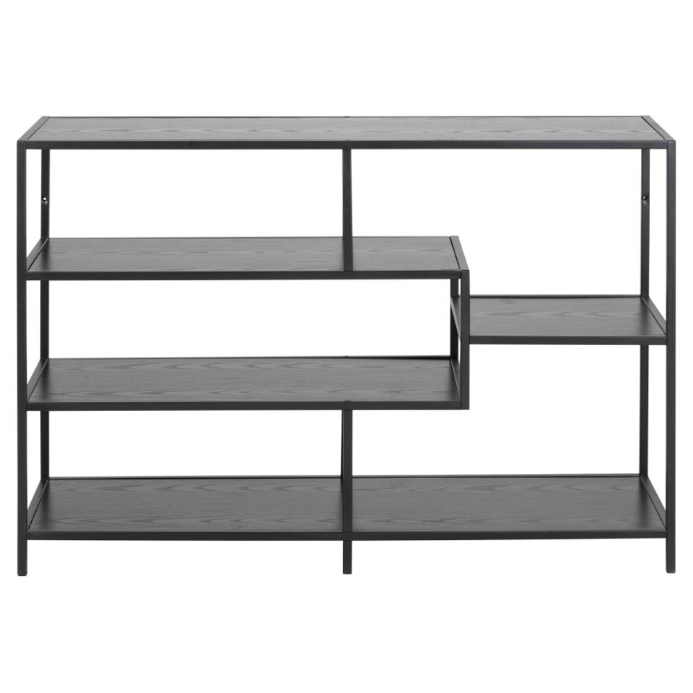 Salvo Wooden Bookcase With 4 Shelves In Ash Black