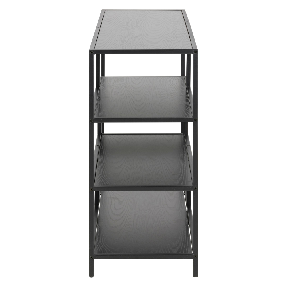 Salvo Wooden Bookcase With 4 Shelves In Ash Black