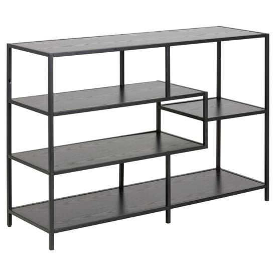 Photo of Salvo wooden bookcase with 4 shelves in ash black