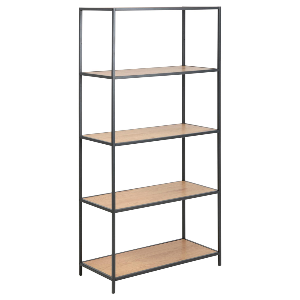 Salvo Wooden Bookcase With 4 Shelves In Matt Wild Oak