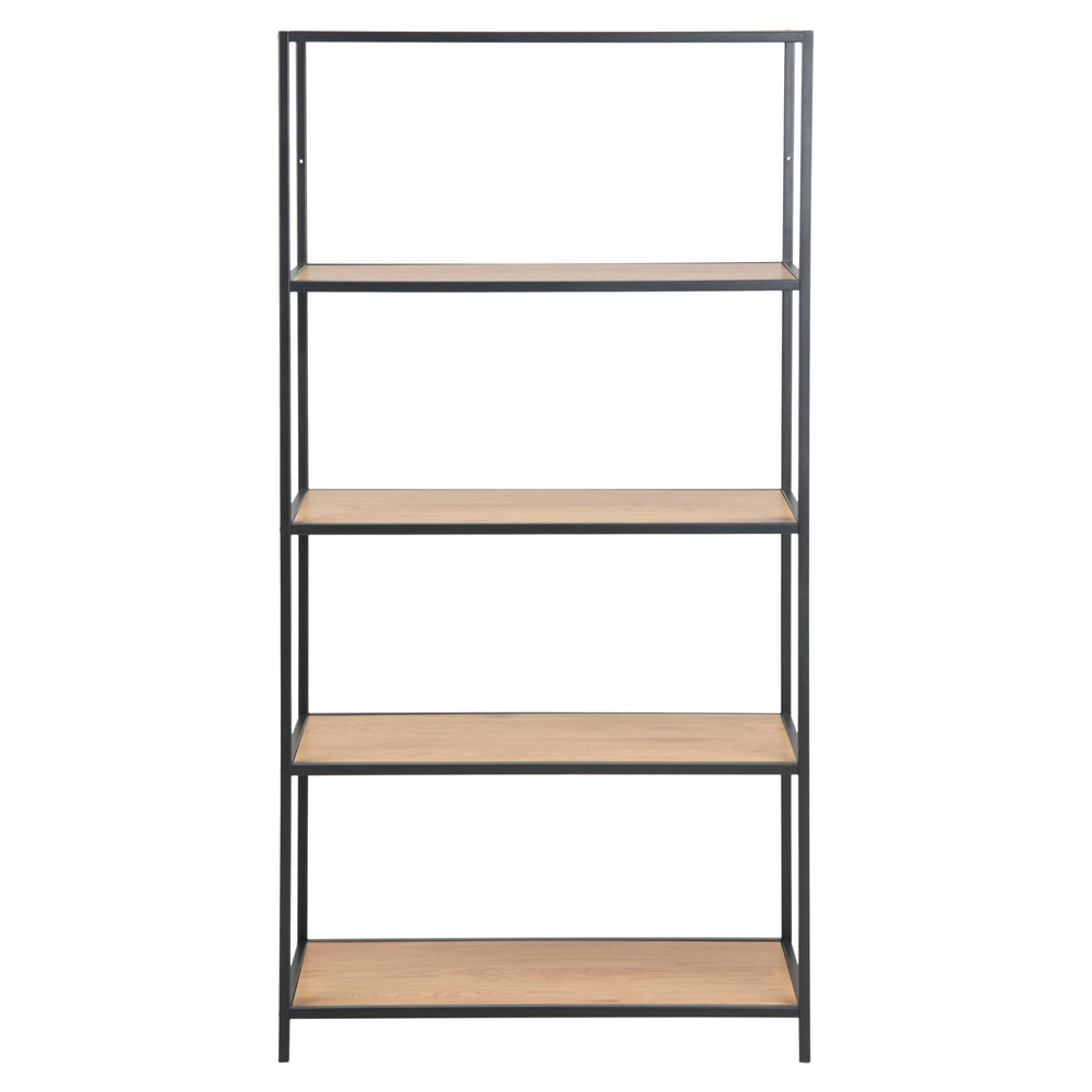Salvo Wooden Bookcase With 4 Shelves In Matt Wild Oak