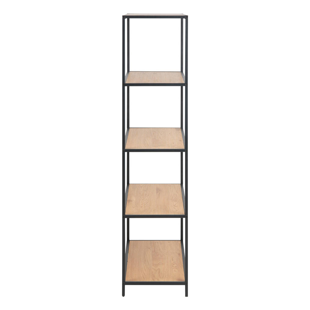 Salvo Wooden Bookcase With 4 Shelves In Matt Wild Oak