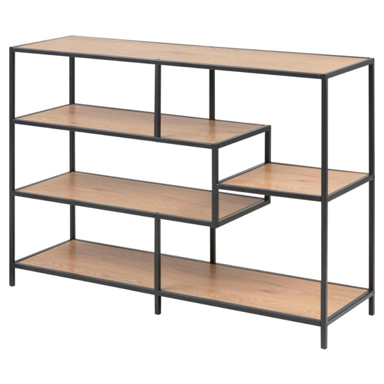 Salvo Wooden Bookcase With 4 Shelves In Matt Wild Oak