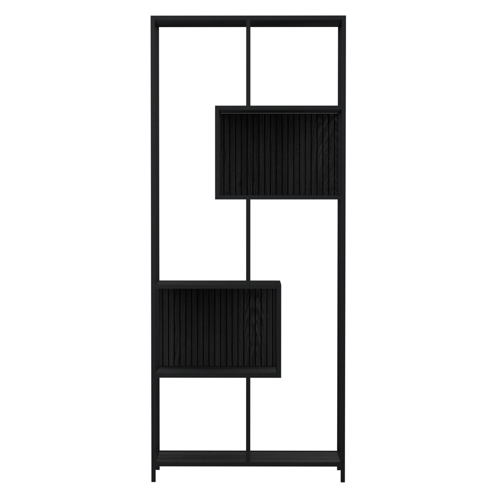 Salvo Wooden Bookcase With 5 Shelves And Back Panel In Ash Black