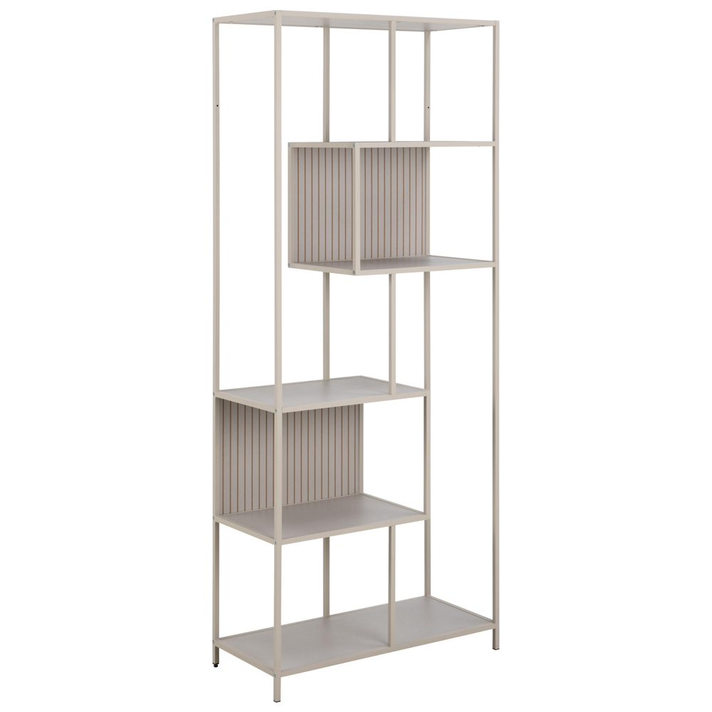 Salvo Wooden Bookcase With 5 Shelves And Back Panel In Grey