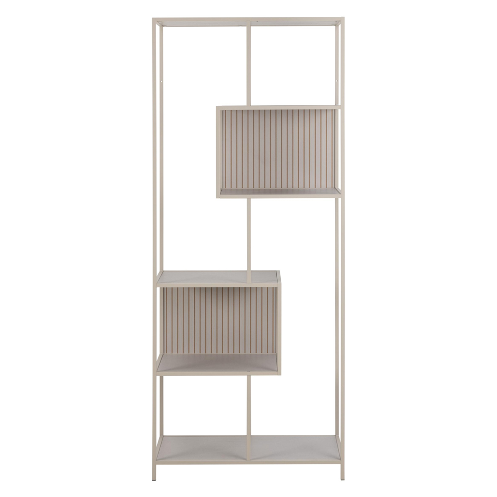 Salvo Wooden Bookcase With 5 Shelves And Back Panel In Grey