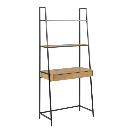 Read more about Salvo wooden bookcase with 5 shelves and desk in matt wild oak