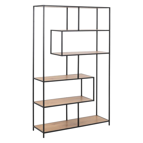Product photograph of Salvo Wooden Bookcase With 5 Shelves In Matt Wild Oak from Furniture in Fashion