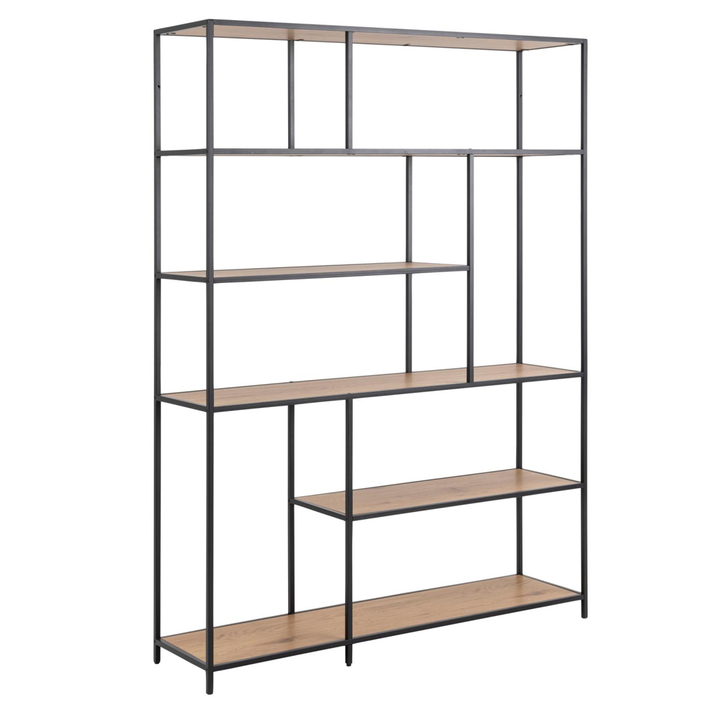 Salvo Wooden Bookcase With 5 Shelves In Matt Wild Oak