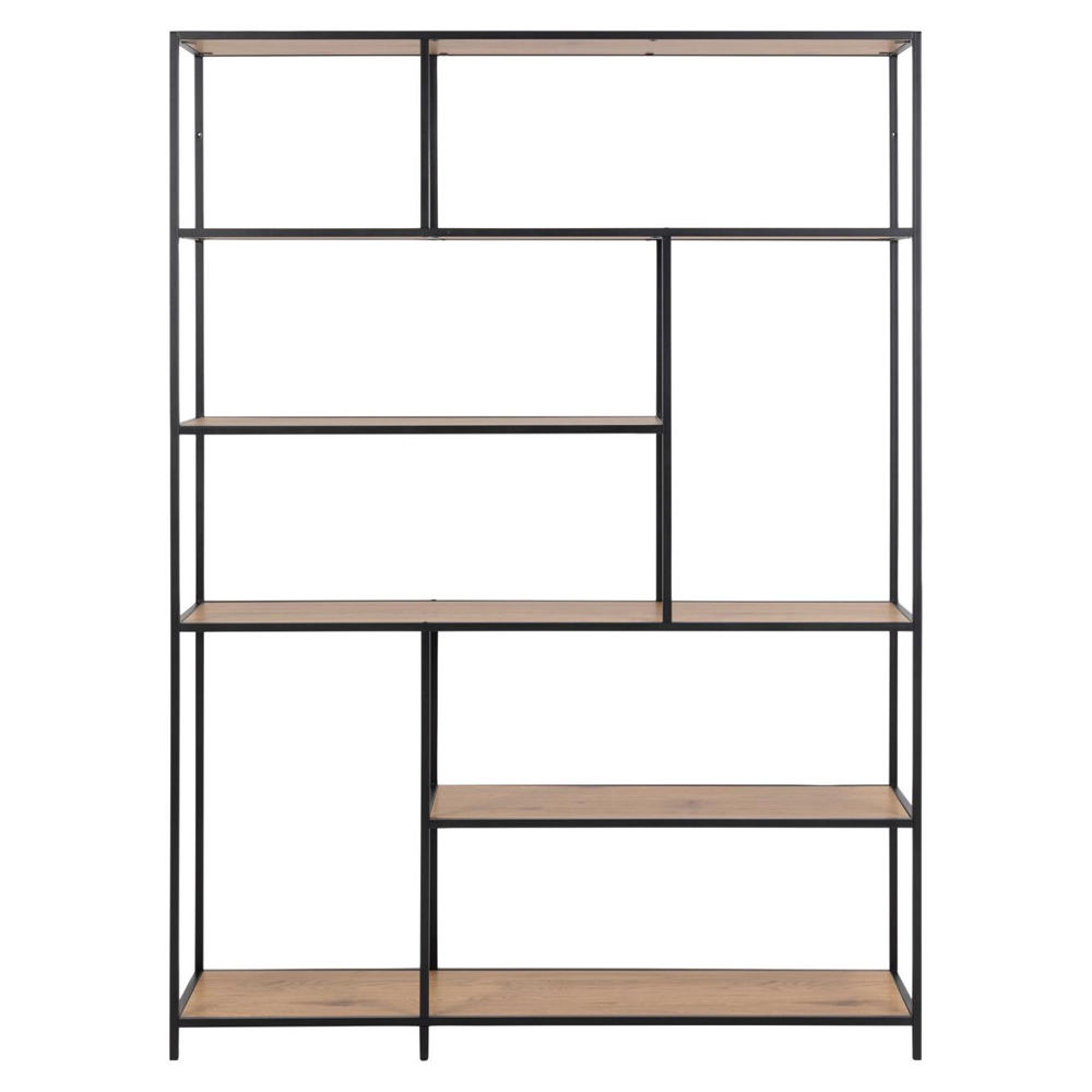 Salvo Wooden Bookcase With 5 Shelves In Matt Wild Oak