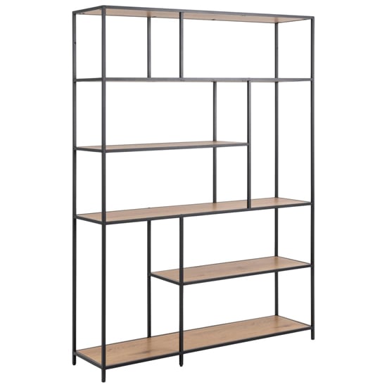 Salvo Wooden Bookcase Large With 5 Shelves In Matt Wild Oak