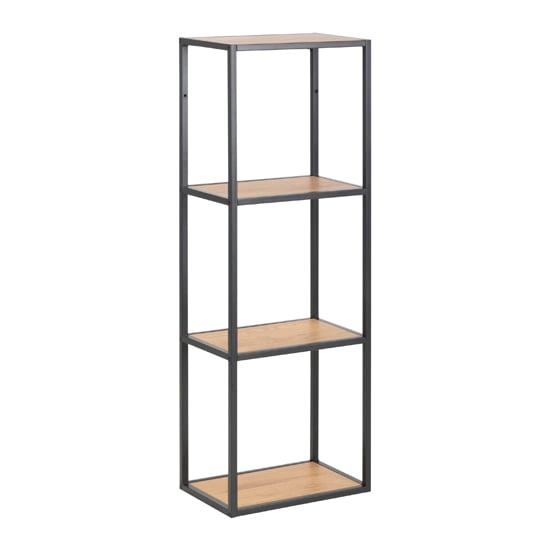 Product photograph of Salvo Wooden Bookcase Tall With 2 Matt Wild Oak Shelves from Furniture in Fashion