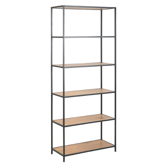 Product photograph of Salvo Wooden Bookcase Tall With 5 Shelves In Matt Wild Oak from Furniture in Fashion