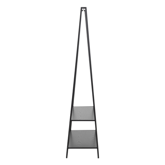 Salvo Wooden Clothes Rack With 2 Shelves In Ash Black_3