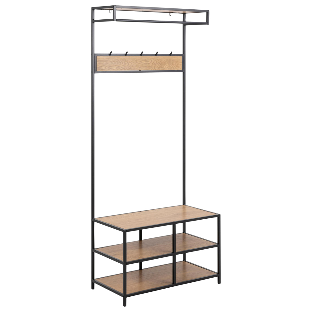 Salvo Wooden Clothes Rack With 3 Shelves In Matt Wild Oak