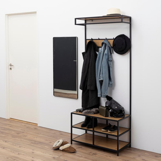 Salvo Wooden Clothes Rack With 3 Shelves In Matt Wild Oak_5