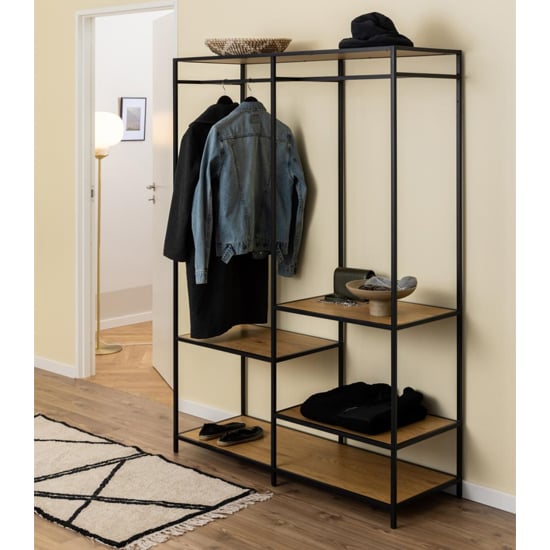 Salvo Wooden Clothes Rack With 4 Shelves In Matt Wild Oak_5