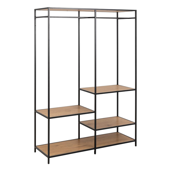 Product photograph of Salvo Wooden Clothes Rack With 4 Shelves In Matt Wild Oak from Furniture in Fashion