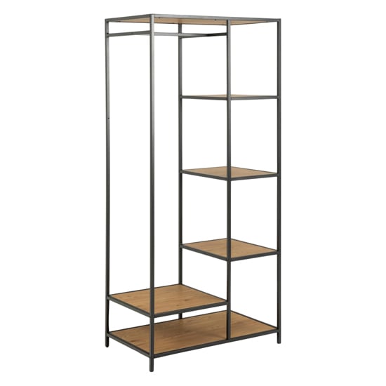 Product photograph of Salvo Wooden Clothes Rack With 5 Shelves In Matt Wild Oak from Furniture in Fashion