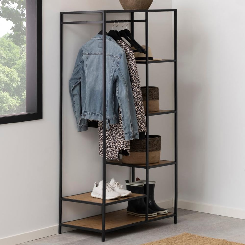 Salvo Wooden Clothes Rack With 5 Shelves In Matt Wild Oak