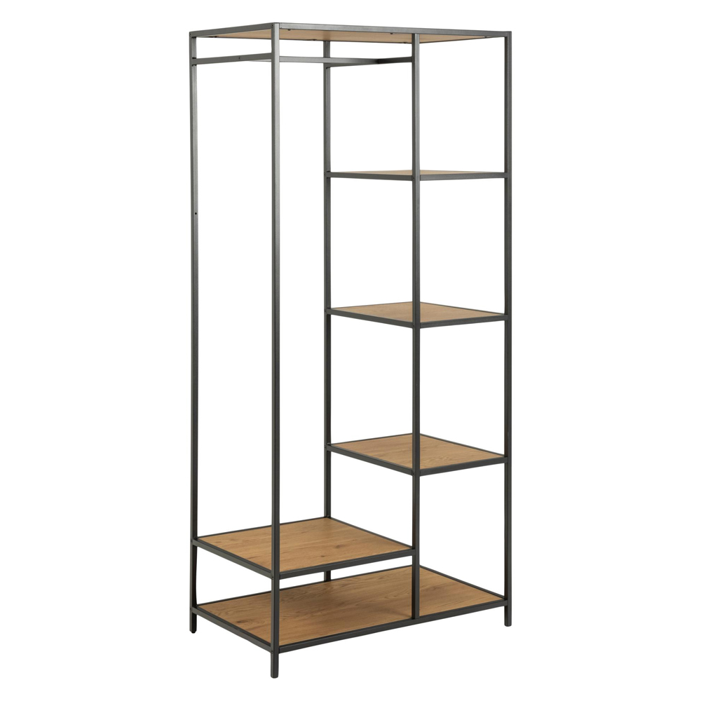 Salvo Wooden Clothes Rack With 5 Shelves In Matt Wild Oak