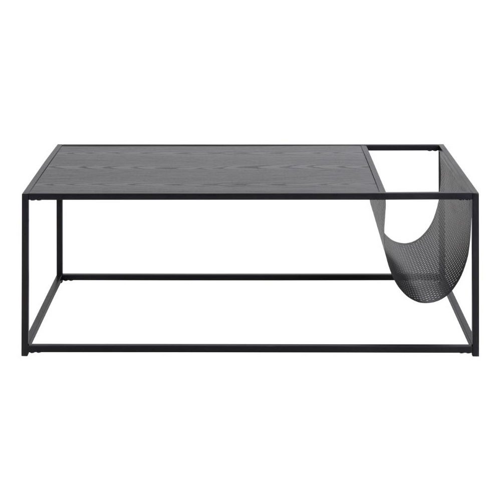 Salvo Wooden Coffee Table With Magazine Rack In Ash Black