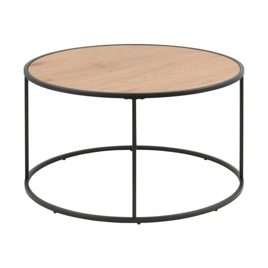 Product photograph of Salvo Wooden Coffee Table Round With Black Metal Frame from Furniture in Fashion