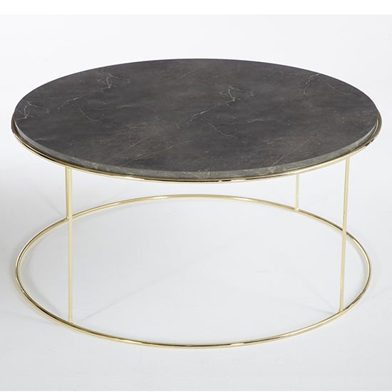 Photo of Salvo wooden coffee table round in dusky marble effect
