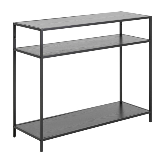 Read more about Salvo wooden console table with 2 shelves in ash black