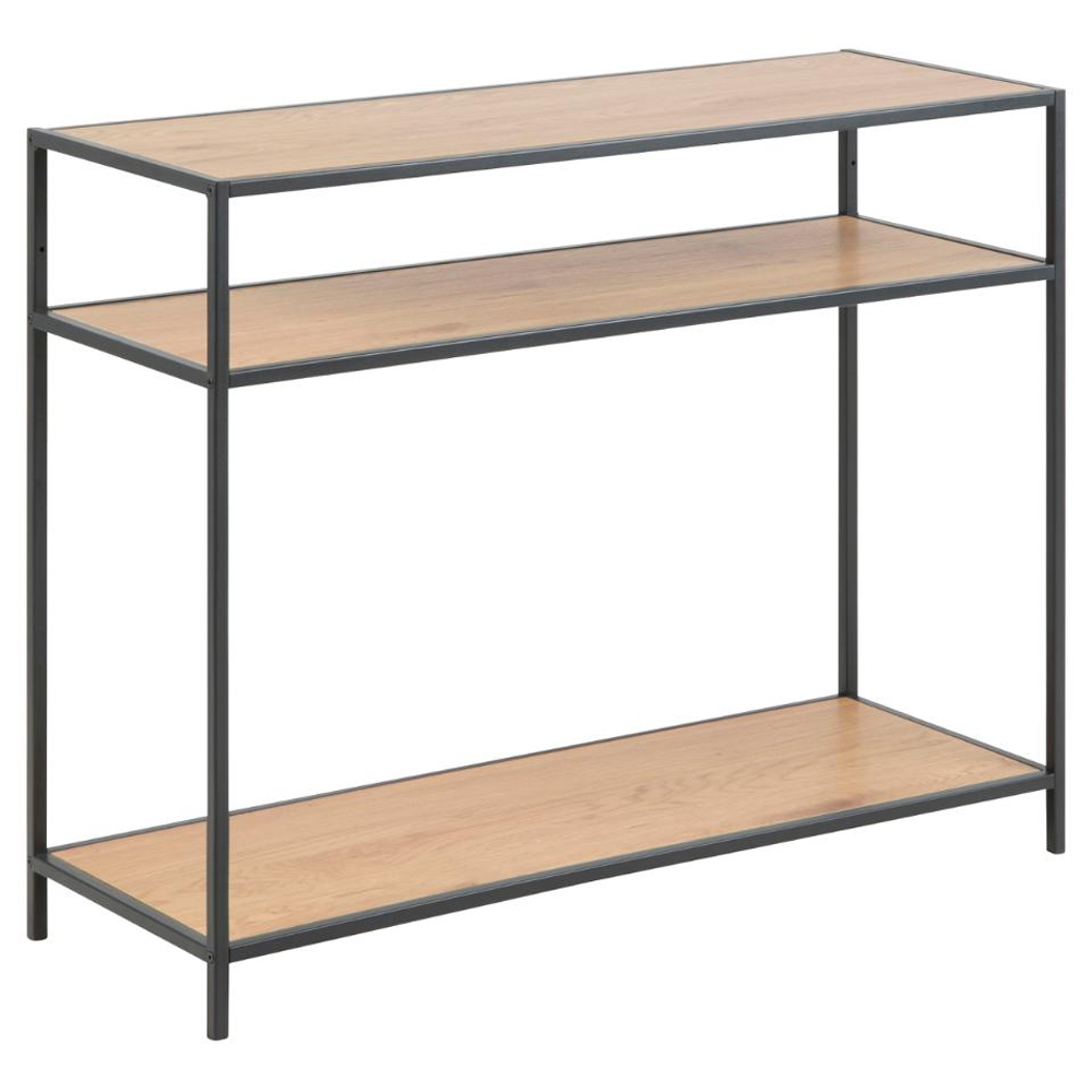 Salvo Wooden Console Table With 2 Shelves In Matt Wild Oak